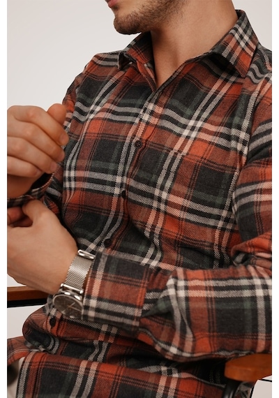 Kiremit Oduncu Slimfit Erkek Gömlek Kiremit Kiremit Oduncu Slimfit Erkek Gömlek Kiremit