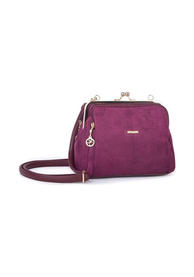 Nas Bag Burslu Klipsli Vintage Omuz Ve Çapraz Çanta 23x20 Cm Ebatlarındadır Bordo Süet