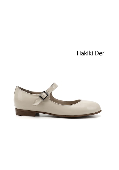 Gönderi(R) Gönderi R Bej Rugan Bilek Bağlı Mary Jane Hakiki Deri Babet Bej Rugan