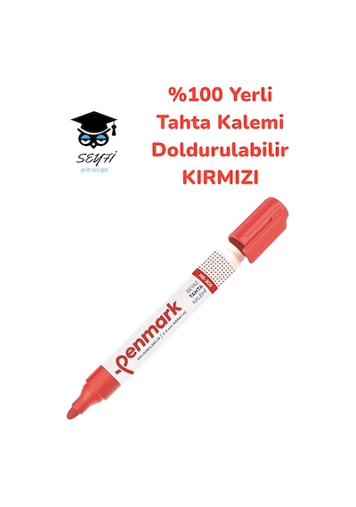 %100 Yerli Beyaz Tahta Kalemi Seti Doldurulabilir 8 Renk Kırmızı