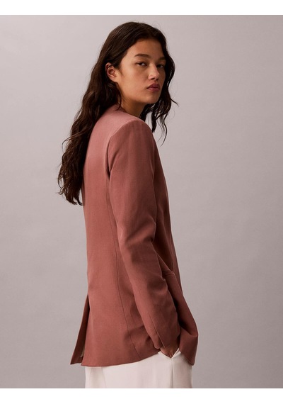 Calvin Klein Lınen Blazer, 41j, 4 Kadın Kiremit Blazer Kahverengi