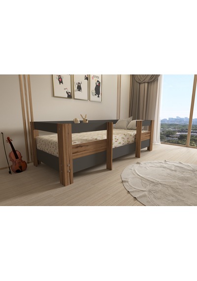 Herseycik Ninnimo Montessori 90X190 Yatak Uyumlu Karyola M5-43 Antrasit