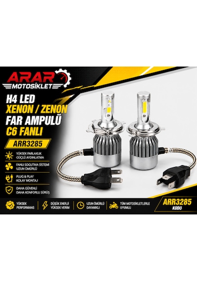 H4 Led Xenon-zenon Far Ampul C6 Fanlı Takım-arr3285 2 Adet