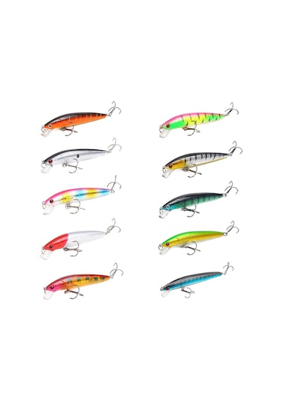 Valkyrie 10 Adet 10cm 9gr Minnow Sahte Olta Yem Seti Rapala 1m Derinlik 10 Farklı Renk Karbon Çelik İğne