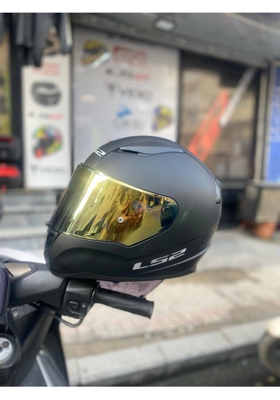 Ls2 Rapıd Mat Siyah Kask - Gold Vizör Çok Renkli