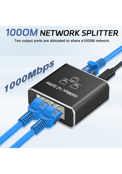Ethernet Splitter 1 İla 2, Gigabit Ağ Bölücü, Rj45 Lan İnternet Bölücü, Bilgisayar, Anahtar, Yönlendirici, Adsl, Set Üstü Kutu, Dijital Tv Aynı Anda Çalışıyor İçin Laı Splitter