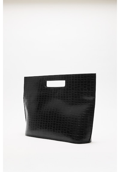 Lutvelizade Çanta 2628 Minimal Croc Desenli Siyah Croc Kadın Çanta