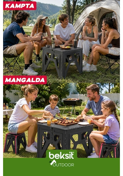 Outdoor Herkül D Katlanır Masa Antrasit Antrasit Antrasit