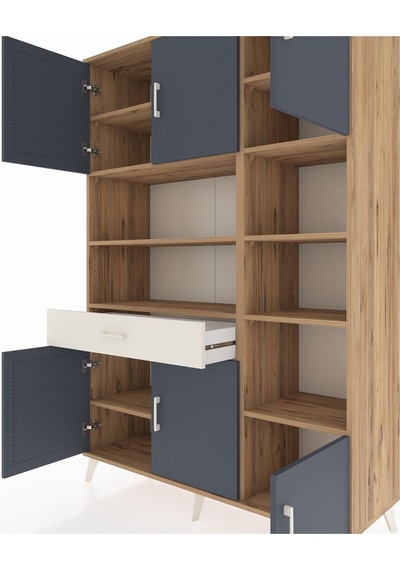 Hyperion Dolap 10 Raflı Tek Çekmeceli 6 Kapaklı 132x44x195 Çam-antrasit/aytaşı Antrasıt/aytası Hyperion Dolap 10 Raflı Tek Çekmeceli 6 Kapaklı 132x44x195 Çam-antrasit/aytaşı Antrasıt/aytası