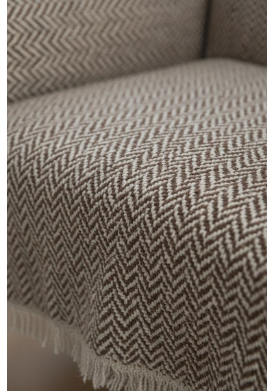 Pamuklu Koltuk Örtüsü 170x210 Cm Tekli&üçlü Koltuk,çekyat Ve Berjer İçin Modern Çizgili Yıkanabilir Kahverengi