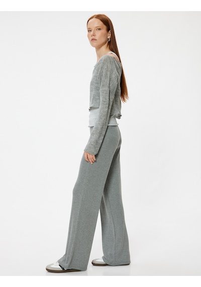 Koton Bol Paça Fitilli Pantolon Standart Bel Gri 5wak40008ek Gri