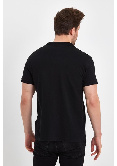 Nemonti Premium Penye Polo Yaka T-shırt Siyah