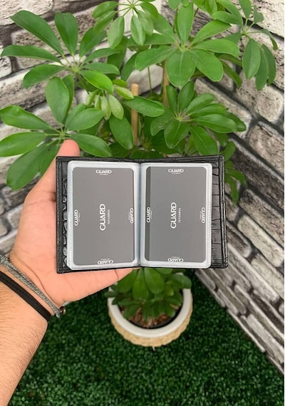 Guard Siyah Croco Desenli Hakiki Deri Lastikli Spor Kartlık Erkek / Kadın P1041 Siyah
