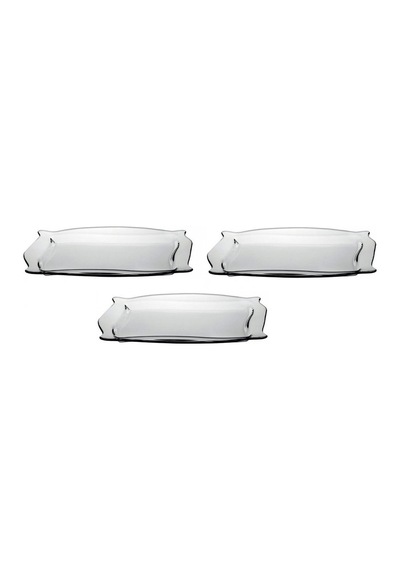 Paşabahçe 10488 Dikdörtgen Cam Servis Sunum Tepsi 32 CM 3'lü