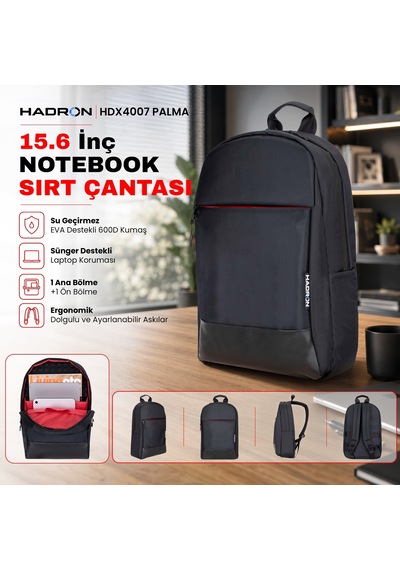 Hadron Hdx4007 Palma 15.6 İnç Notebook Sırt Çantası Siyah
