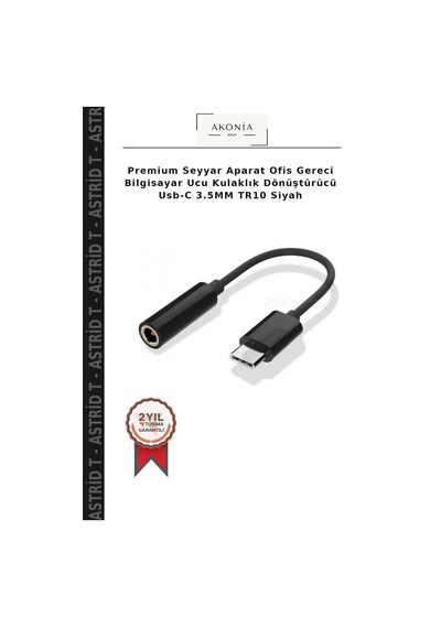 Premium Seyyar Aparat Ofis Gereci Bilgisayar Ucu Kulaklık Dönüştürücü Usb-c 3.5mm Tr10 Siyah