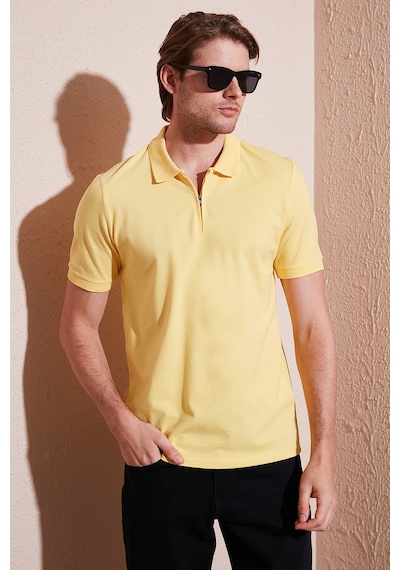 Buratti Pamuklu Regular Fit Yarım Fermuarlı Erkek Polo Yaka T Shirt 5901029 Sari