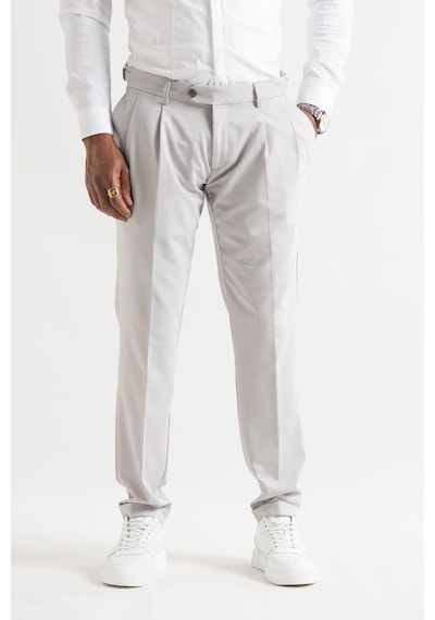 Slimfit Çift Pileli Duble Paça Kemer Detaylı Yazlık Erkek Kumaş Pantolon 001