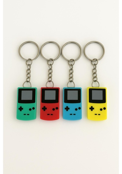 Retro Mini Oyun Konsolu Tasarımlı Anahtarlık Renkli Gameboy Anahtarlık Sarı
