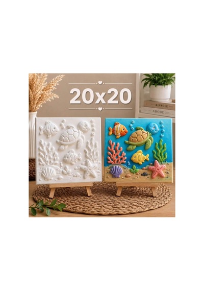 Deniz Dünyası Boyama Seti 20x20 Cm 6'lı Boya Ve Fırça Dahil