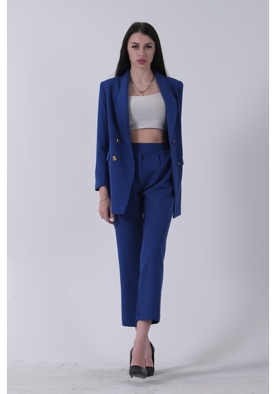 Feminist Saks Blazer Ceket Pantolon İkili Takım 0106305.26 Saks