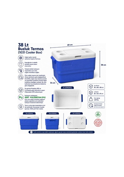 38 Lt Buzluk Termos 1031 Cooler Box -9 Mavi
