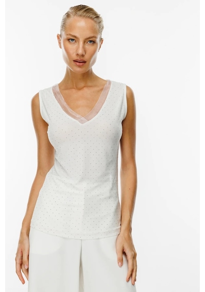 On Fashion Kolsuz V Yaka Taşlı Kadın Bluz 25y.on.blz.51396.01 Ekru