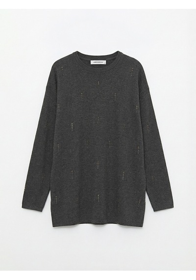Lcwaıkıkı Classic Antrasit Soft Touch Taşlı Kadın Sweatshirt Tunik
