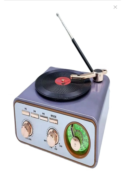 Hoparlör Radyo Plak Çalar Görünümlü Md-1217bt Bluetooth Nostaljik Tasarım Usb, Tf, Aux, Fm/am/sw