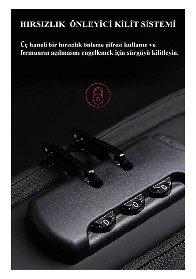 Yng Motosiklet Bisiklet Scooter Unisex Siyah Usb Kablo Yeri Çıkışlı Kilitli Suya Dayanıklı Çapraz Göğüs Omuz Çantası