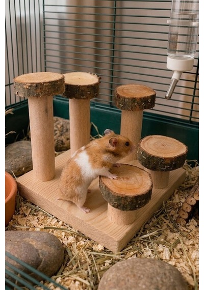 Doğal Kemirgen Merdiveni Ve Tırmanma Standı - Hamster Oyun Kulesi