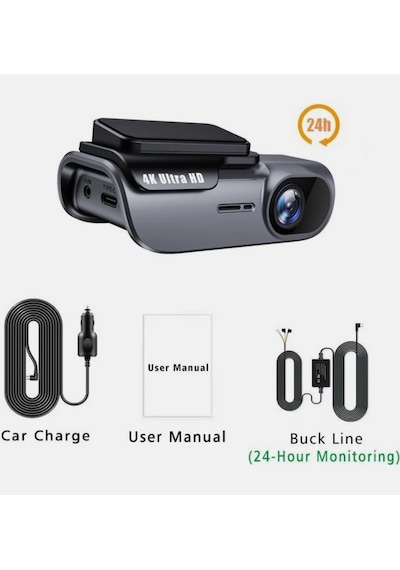 4k Ultra Hd Akıllı Araç İçi Kamera - Wi-fi Bağlantılı, 24 Saat Park Monitörlü, Gece Görüşlü Ve Döngüsel Kayıt Özellikli Sürüş Kayıt Cihazı Dash Cam