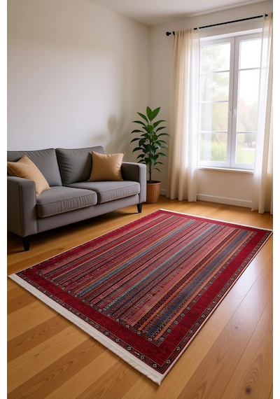 Blghome Dokuma Tabanlı Dijital Baskı Halı Blg3823 Kırmızı