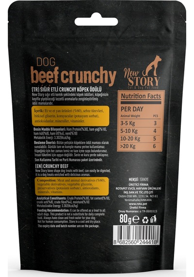New Story Dog Beef + Lamb Crunchy Köpek Ödülü 4 x 80 G