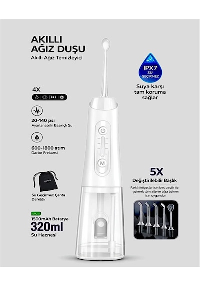Amf11 Auhma Smart Akıllı Ağız Duşu Çoklu Hız Ayarlı Siyah