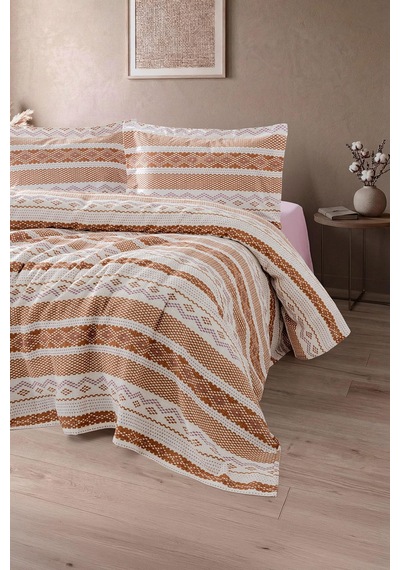 Ester %100 Pamuk Tek Kişilik Pike Takımı 160x220 Kiremit