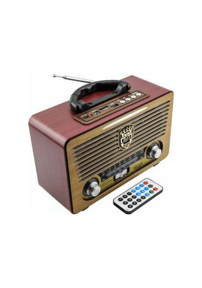 Meier M-115bt Koyu Renk Nostaljik Radyo Ahşap Görünümlü Bluetooth Hoparlör Fm Sd Kart Usb Girişi