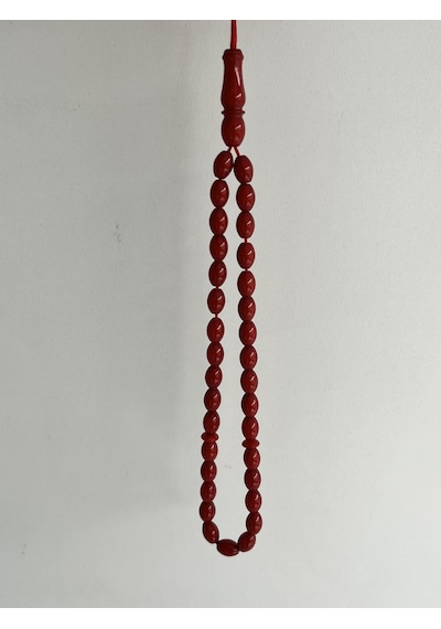 Oval Kesim Kokulu Toz Kehribar Tesbih 33lük 6mm A009