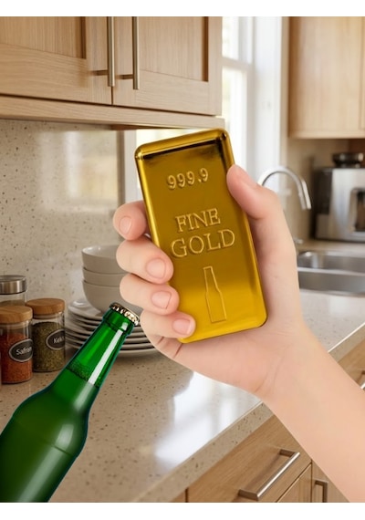 Mucit Home Altın Külçe Tasarımlı Gazoz Kapağı Açıcı 1 Adet Külçe Şeklinde Şişe Açacağı Gold
