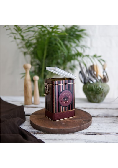Circus Black Desenli Kilitli Kapaklı Dikdörtgen Metal Saklama Kabı 7.5 x 10 x 15 CM 1 L Çok Renkli