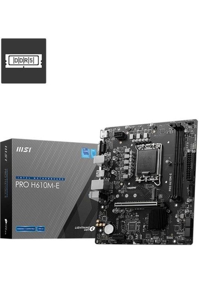 Msı Pro H610m-e Ddr5 5600mhz 1xvga 1xhdmı 1xm.2 Usb 3.2 Matx 1700p 12. / 13. Ve 14. Nesil İşlemci Uyumlu
