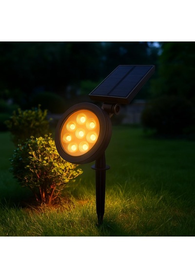 18w Solar Kazıklı Çim Armatürü Güneş Enerjili Amber Led Bahçe Aydınlatma Lambası, Ip65 Su Geçirmez, 200 L