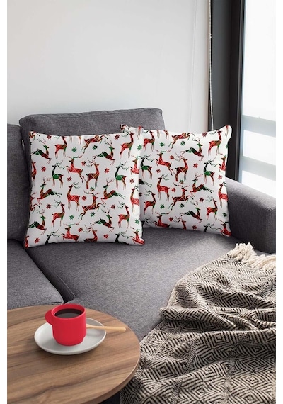 Beyaz Yeniyıl Yılbaşı Christmas Noel Kırlent Kılıfı Krl1291 Diğer