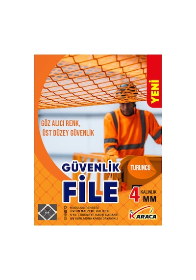 Turuncu Güvenlik File 2.5x8 M 4mm Kalın İp, 5x5cm Göz Aralığı