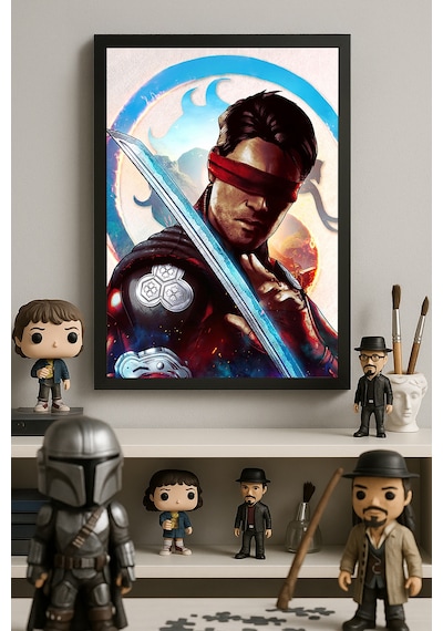 Mortal Kombat Siyah Ahşap Çerçeveli Poster, Dekoratif Oyun Duvar Tablosu