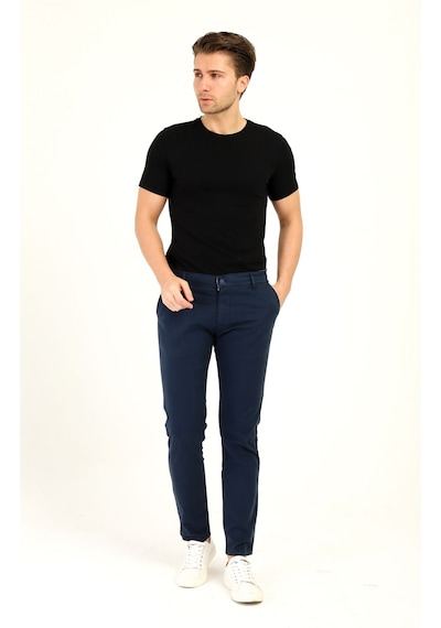 Tom Free Store Erkek Likralı Esnek Kumaş Pamuklu Yumuşak Dokulu Chino Pantolon Lacivert