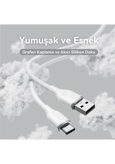 Voltme C2001 Powerlink Moss 60w Usb To Type-c Şarj Kablosu 1m 3a- Beyaz