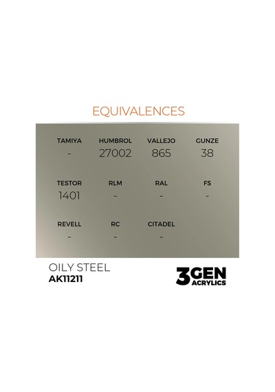 Ak Interactive 11211, 17 Ml. 3gen Oily Steel Maket Boyası Standart
