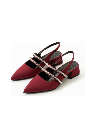 Duxal Shoes Kadın Taşlı Şık Babet-topuklu Ayakkabı-linda Bordo