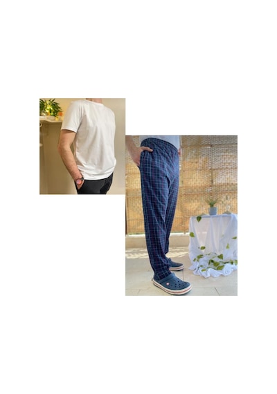 Cepli Regular Fit Alt Pamuklu Örme Bisiklet Yaka Erkek Pijama Takımı